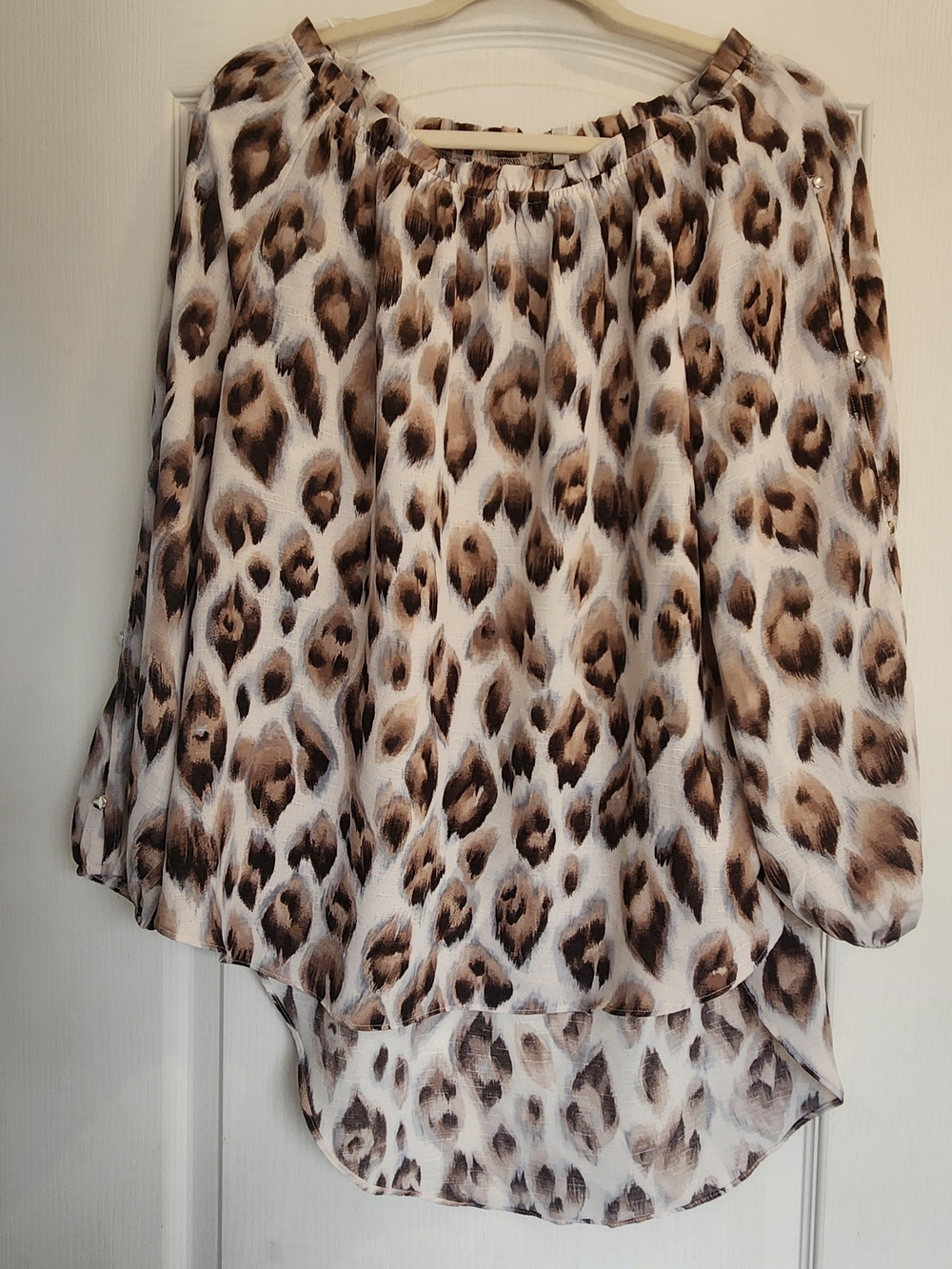 Cato Leopard Print Blouse - Brown & White